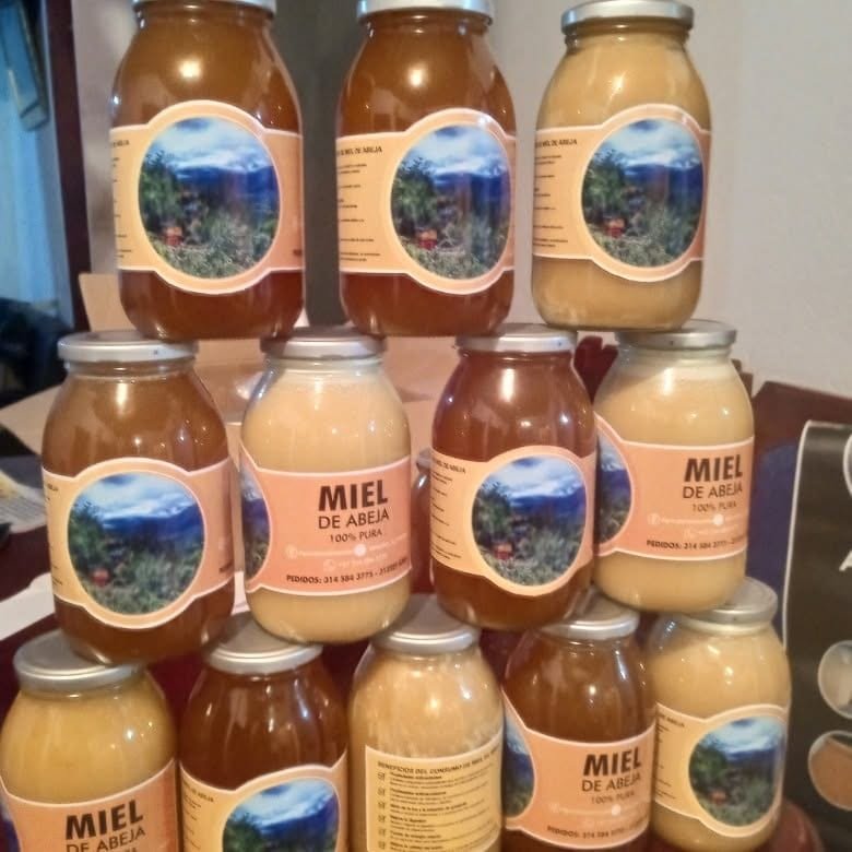 Frascos de miel pura de abeja, unos líquidos y otros cristalizados de forma natural